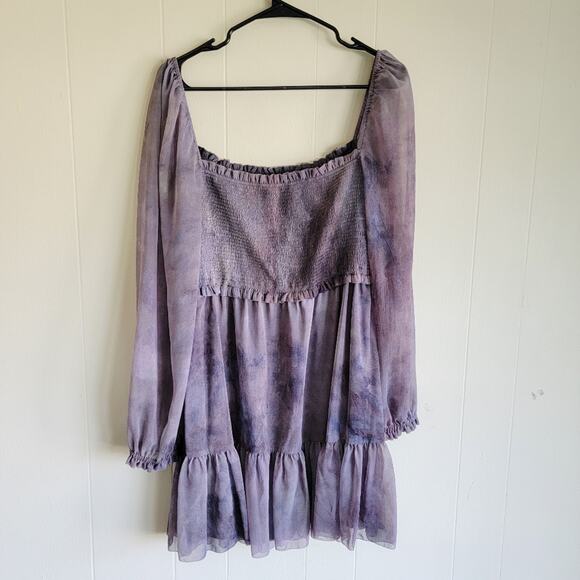 Aritzia Wilfred Tempest Slate Purple Smocked Mini Dress - Picture 3 of 4